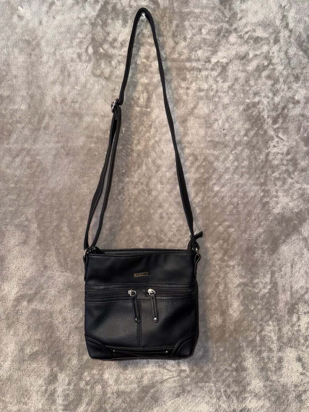 Rosetti Black Faux Leather Multi-Pocket Crossbody Bag